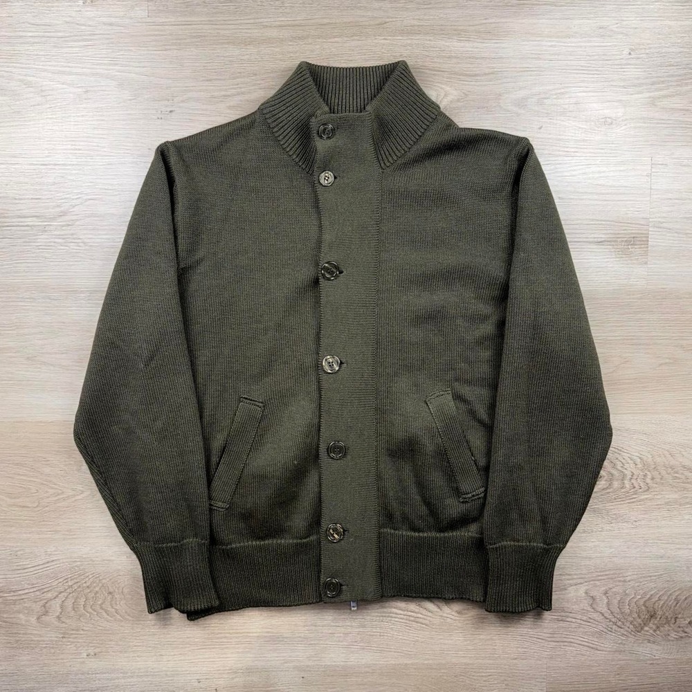 Enzo Mantovani Italy Extra Fine Merino Wool Full Zip Button Cardigan Sweater XXL
